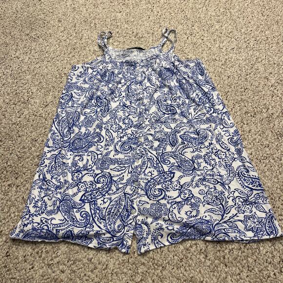 Lauren Ralph Lauren Floral Nightgown Sz M White Blue Feminine Cottagecore - Picture 1 of 5